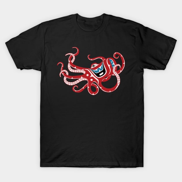 PNW Tlingit style Octopus T-Shirt by Featherlady Studio